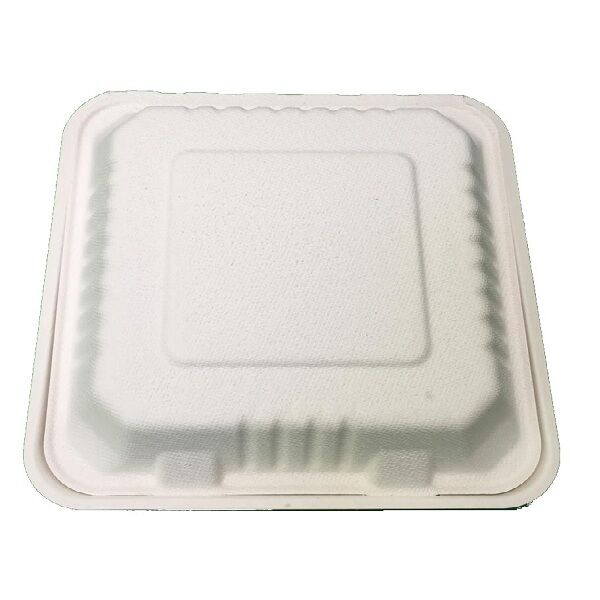 8 inch plain clamshell bagasse